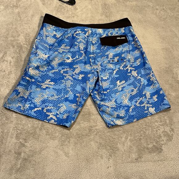Pelagic Hydro Lite Board Shorts Mens 38 Blue Camo Fishing Swim Trunks - Picture 5 of 9